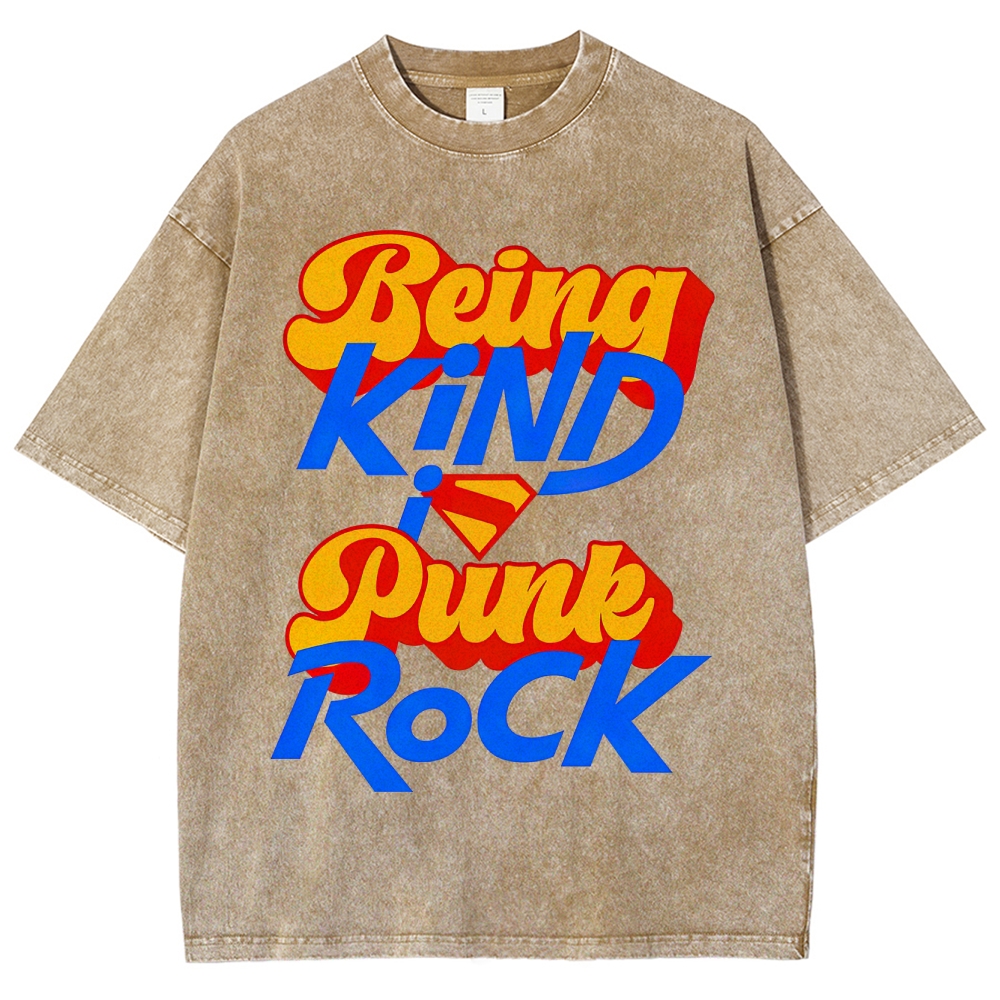 "Being Kind Is Punk Rock" Retro 70s Washed T-Shirt