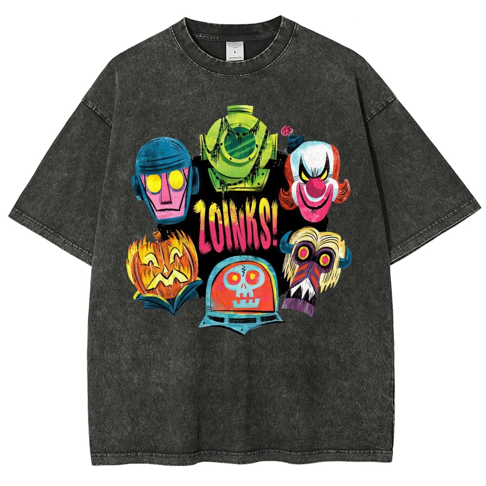 "Zoinks!" Scooby-Doo Villain Masks Washed T-Shirt