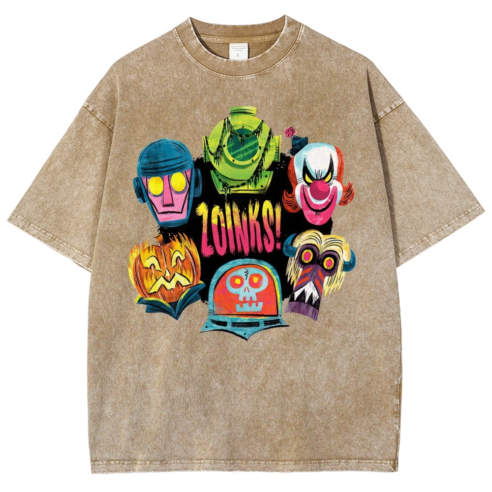 "Zoinks!" Scooby-Doo Villain Masks Washed T-Shirt