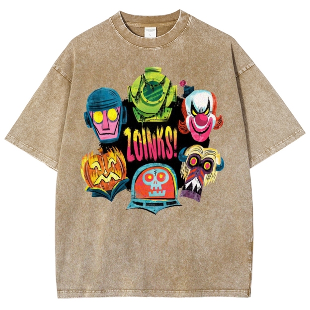 "Zoinks!" Scooby-Doo Villain Masks Washed T-Shirt