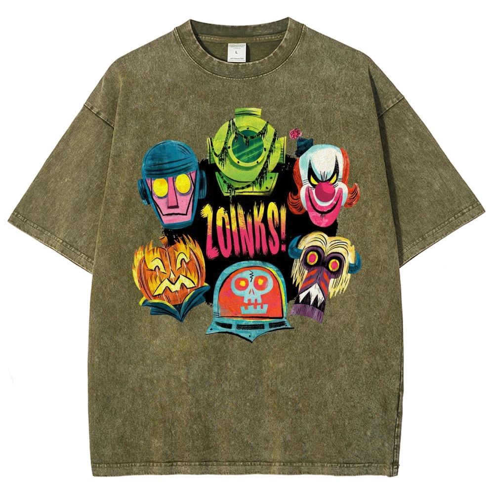 "Zoinks!" Scooby-Doo Villain Masks Washed T-Shirt