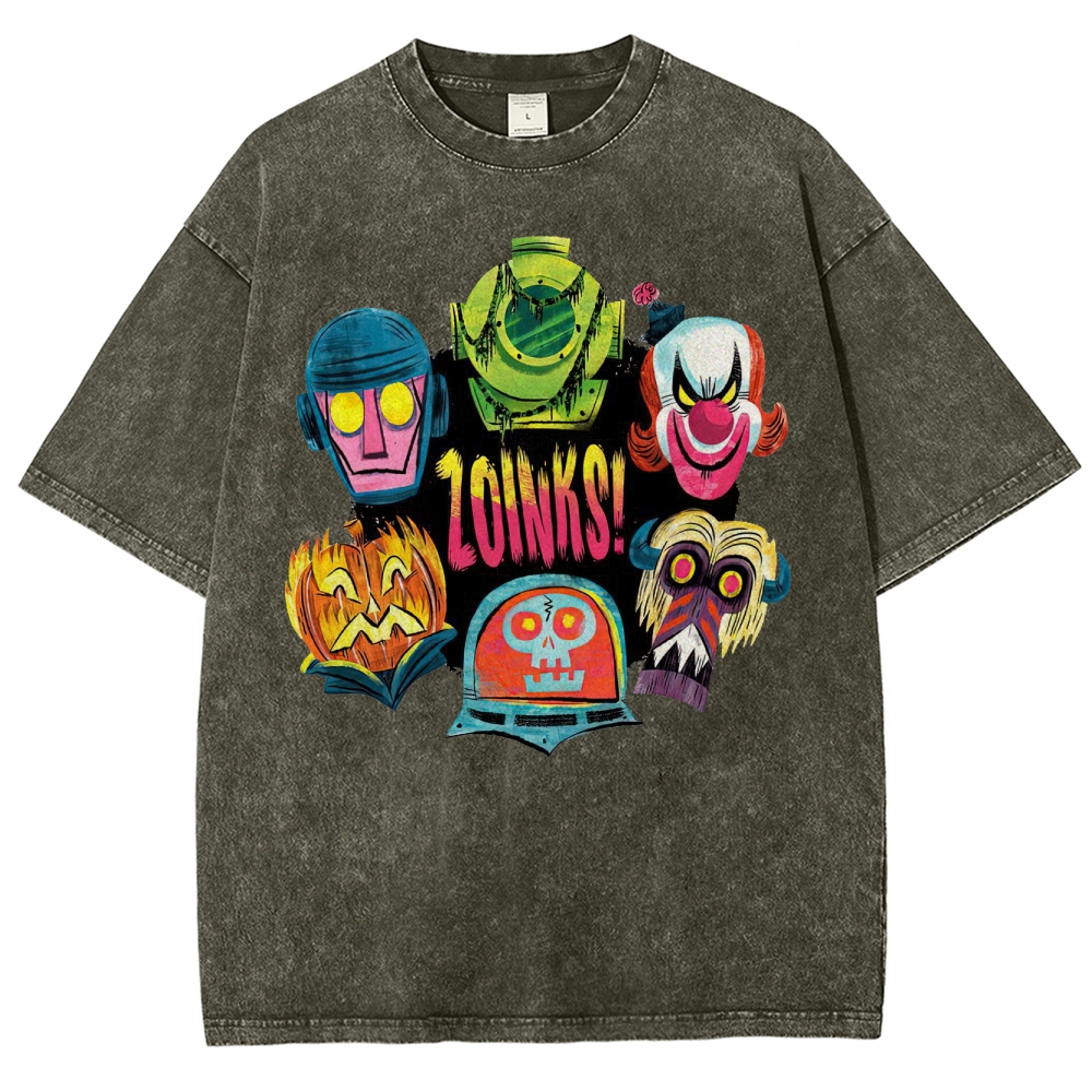 "Zoinks!" Scooby-Doo Villain Masks Washed T-Shirt