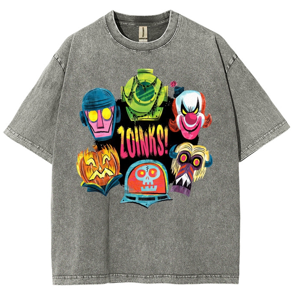 "Zoinks!" Scooby-Doo Villain Masks Washed T-Shirt