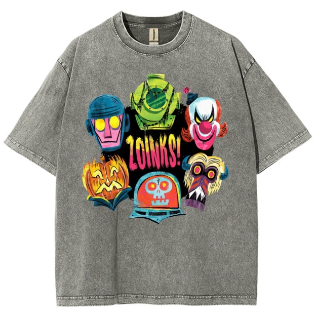 "Zoinks!" Scooby-Doo Villain Masks Washed T-Shirt