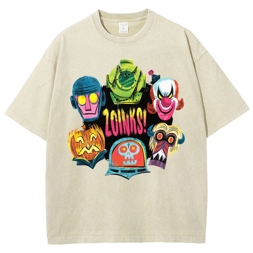 "Zoinks!" Scooby-Doo Villain Masks Washed T-Shirt