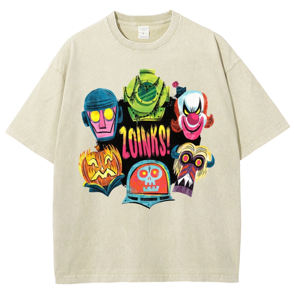 "Zoinks!" Scooby-Doo Villain Masks Washed T-Shirt