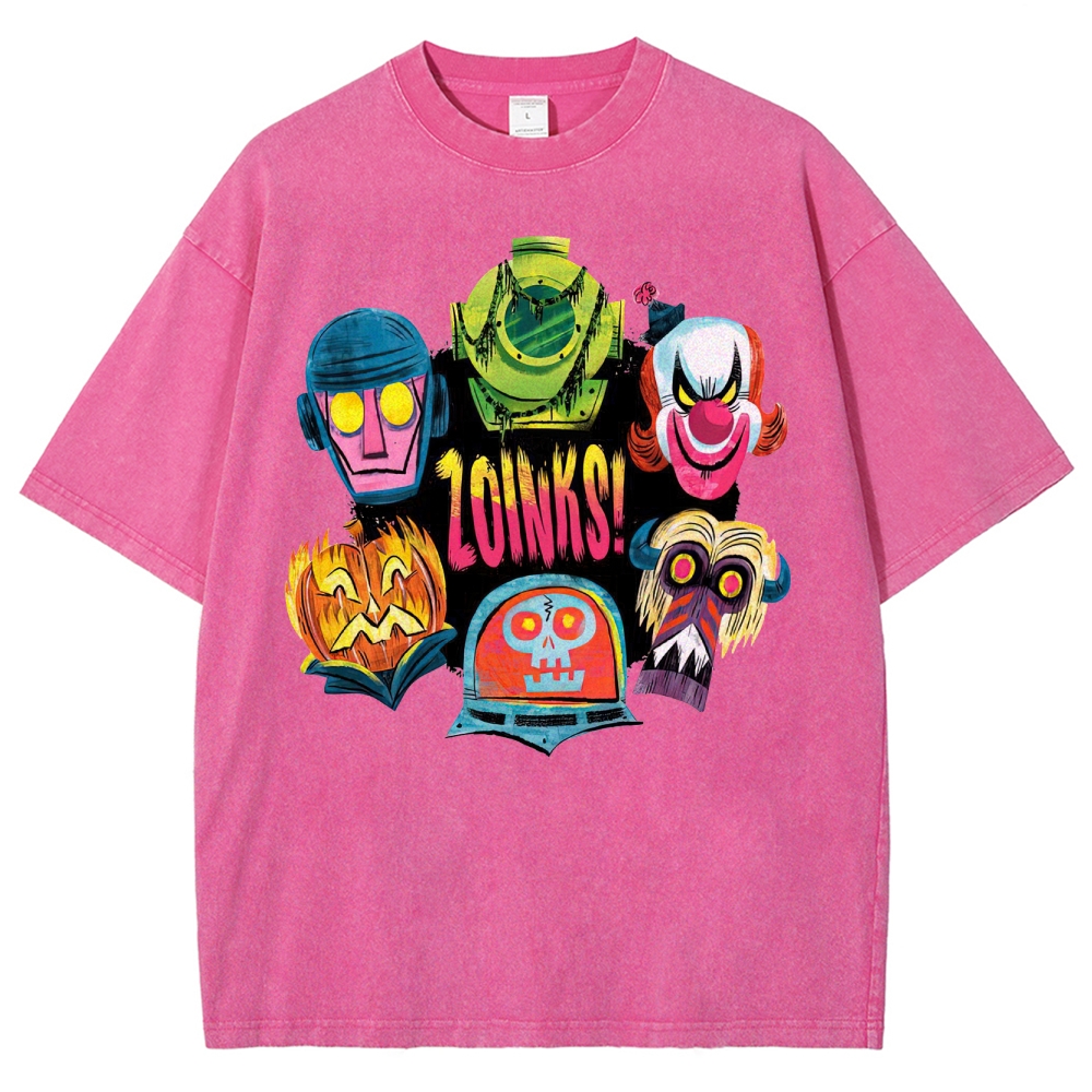 "Zoinks!" Scooby-Doo Villain Masks Washed T-Shirt