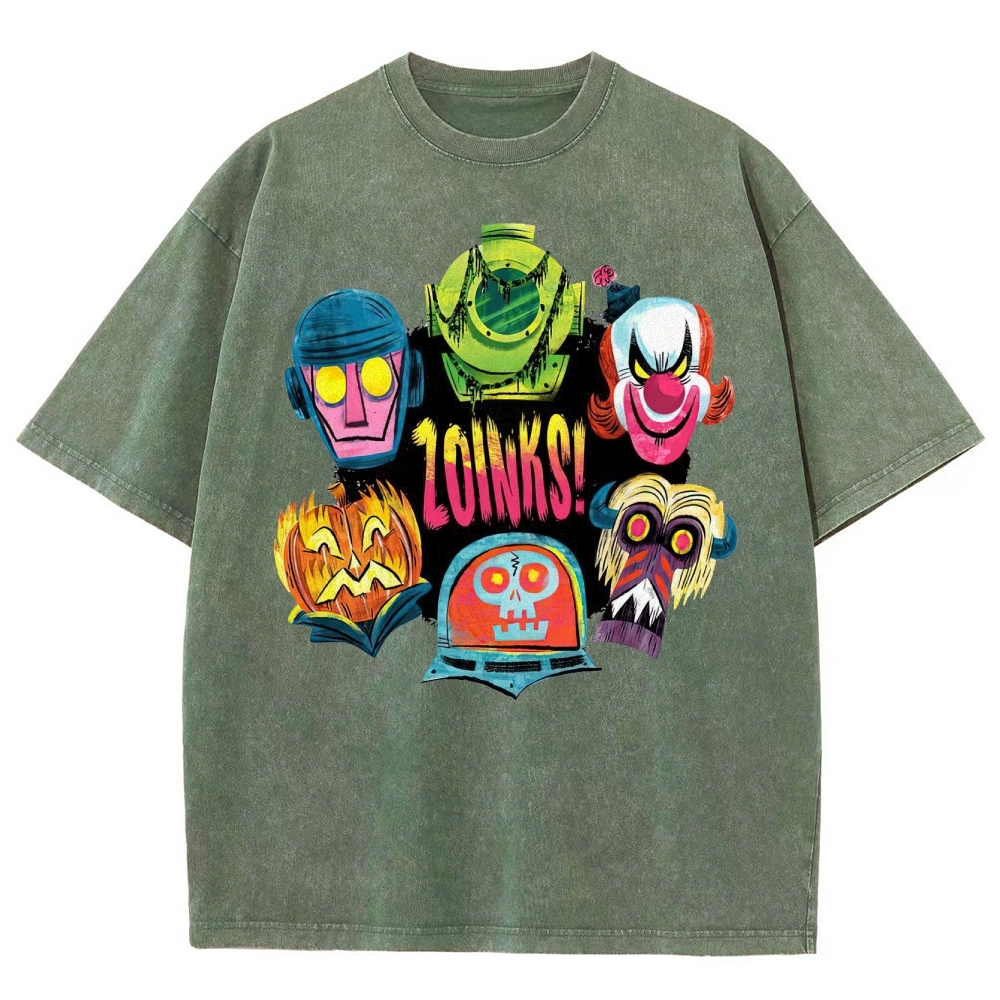 "Zoinks!" Scooby-Doo Villain Masks Washed T-Shirt