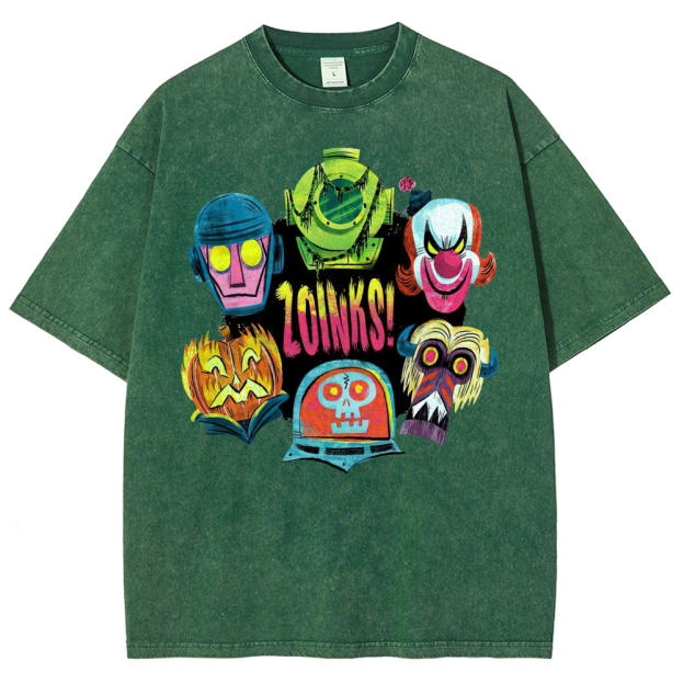 "Zoinks!" Scooby-Doo Villain Masks Washed T-Shirt