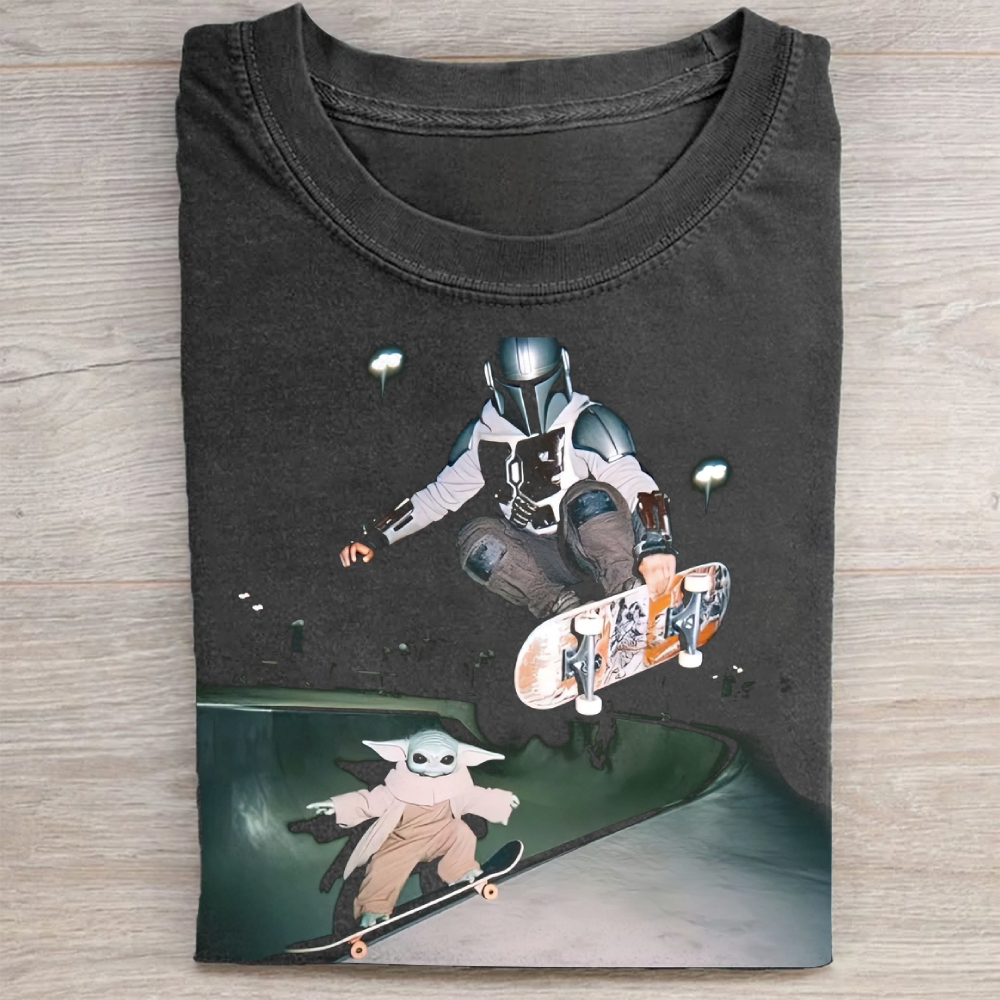 Retro Sci-Fi Skateboarding Washed Tee 