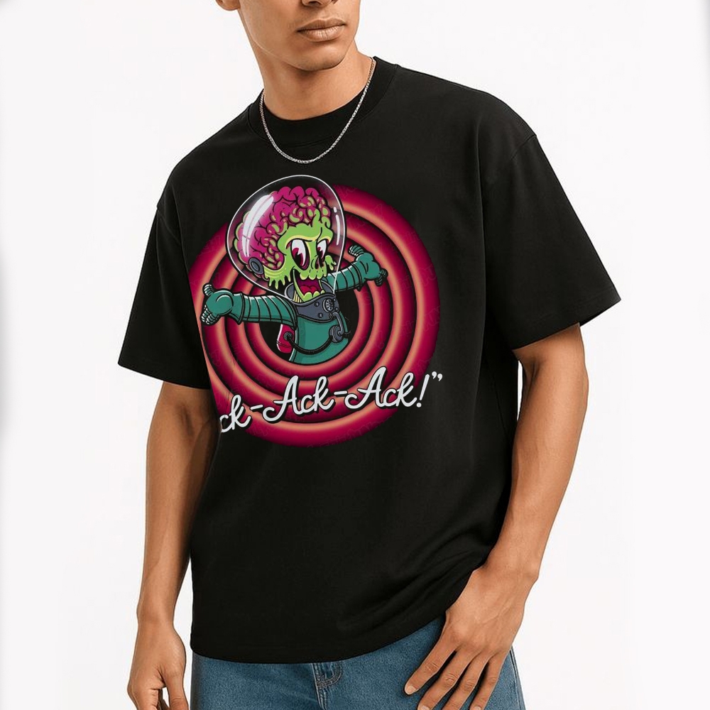 "Ack-Ack-Ack!" Retro Martian Invader Cotton T-shirt