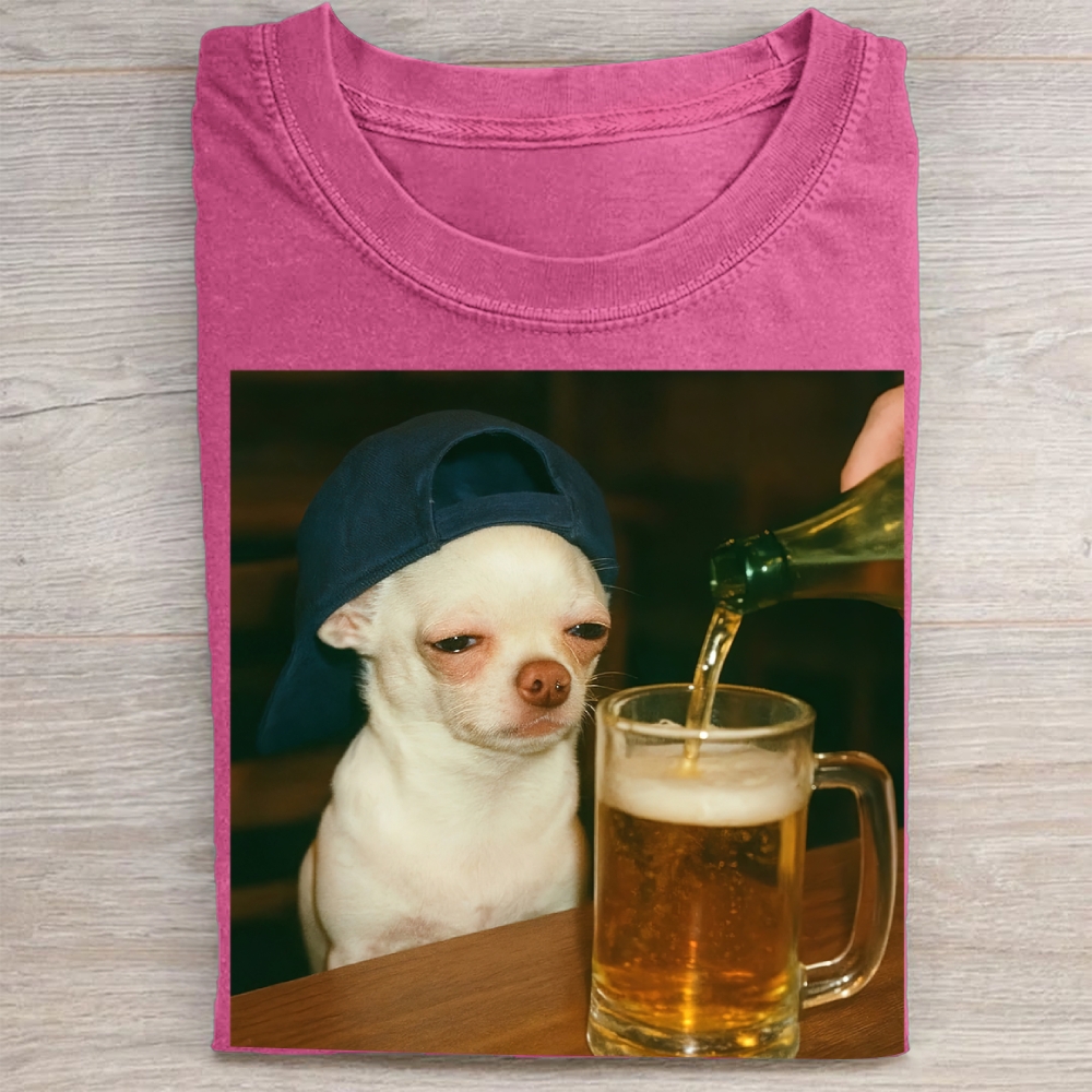 Drunk Puppy Meme Washed Tee 