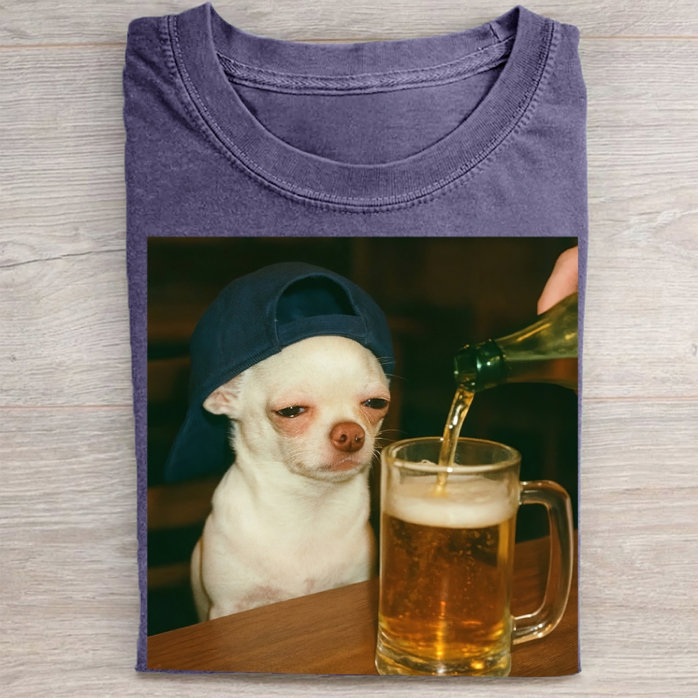 Drunk Puppy Meme Washed Tee 
