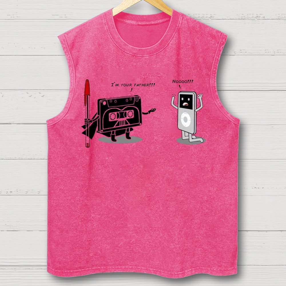 "I'm Your Father" Cassette vs iPod Parody Cotton T-shirt Washed Vest