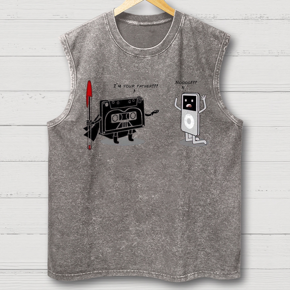 "I'm Your Father" Cassette vs iPod Parody Cotton T-shirt Washed Vest