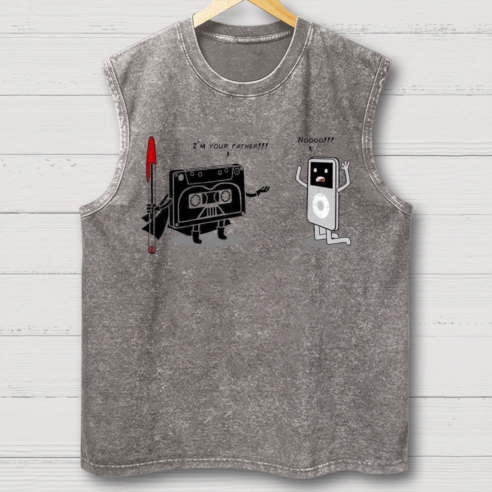 "I'm Your Father" Cassette vs iPod Parody Cotton T-shirt Washed Vest