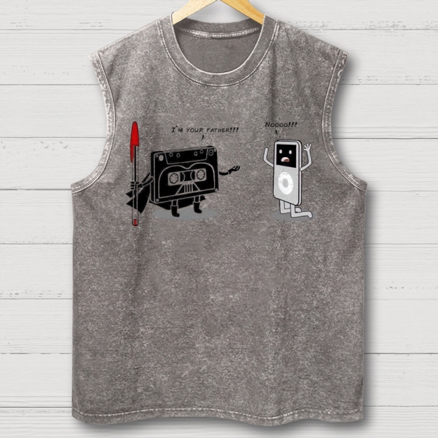 "I'm Your Father" Cassette vs iPod Parody Cotton T-shirt Washed Vest