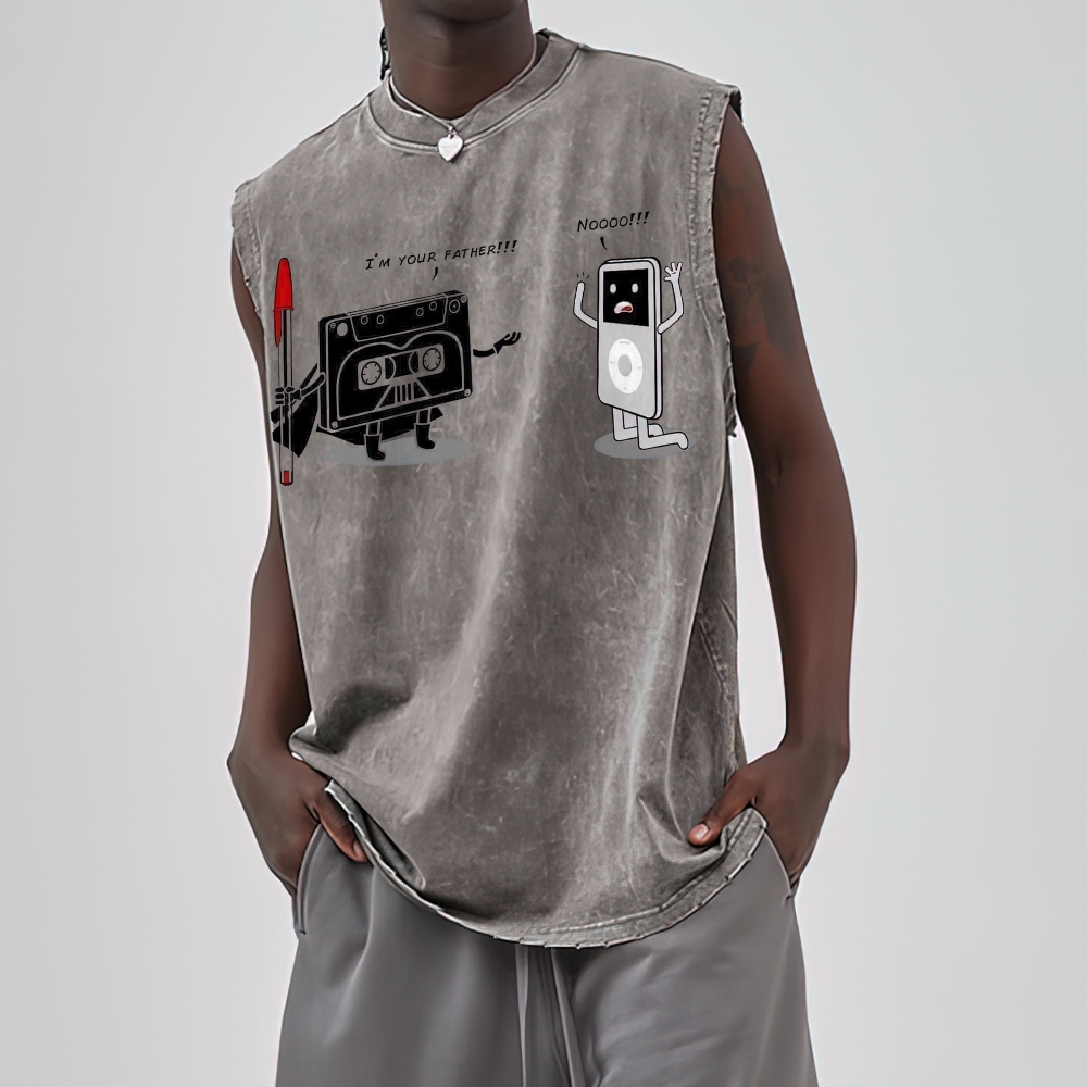 "I'm Your Father" Cassette vs iPod Parody Cotton T-shirt Washed Vest