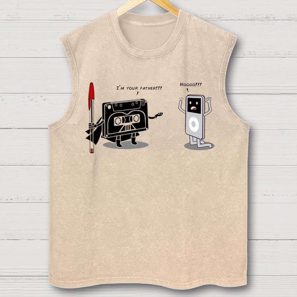 "I'm Your Father" Cassette vs iPod Parody Cotton T-shirt Washed Vest