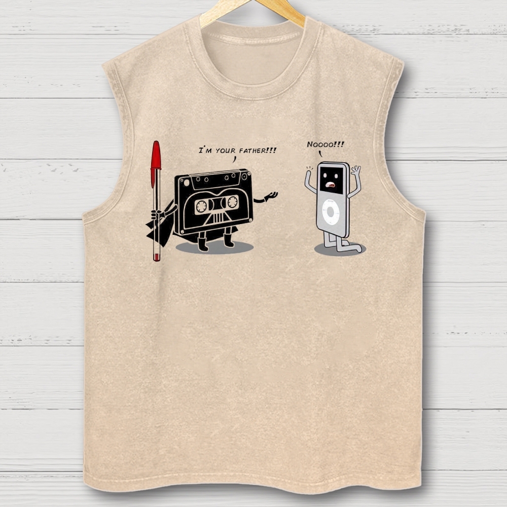 "I'm Your Father" Cassette vs iPod Parody Cotton T-shirt Washed Vest