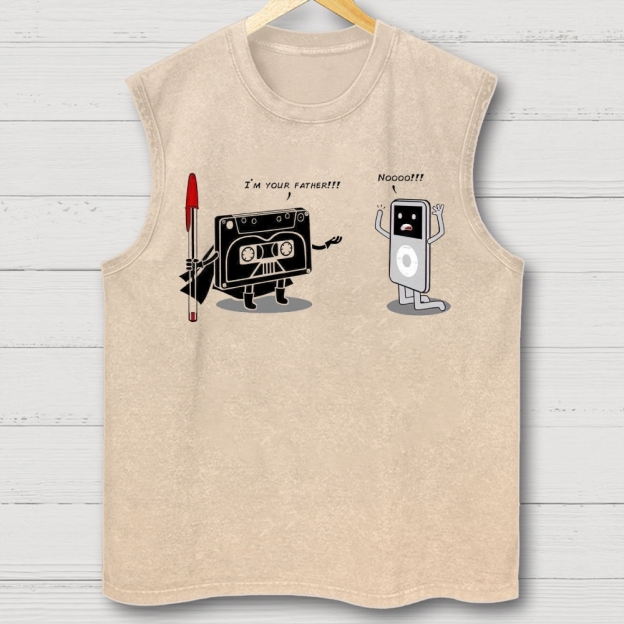 "I'm Your Father" Cassette vs iPod Parody Cotton T-shirt Washed Vest