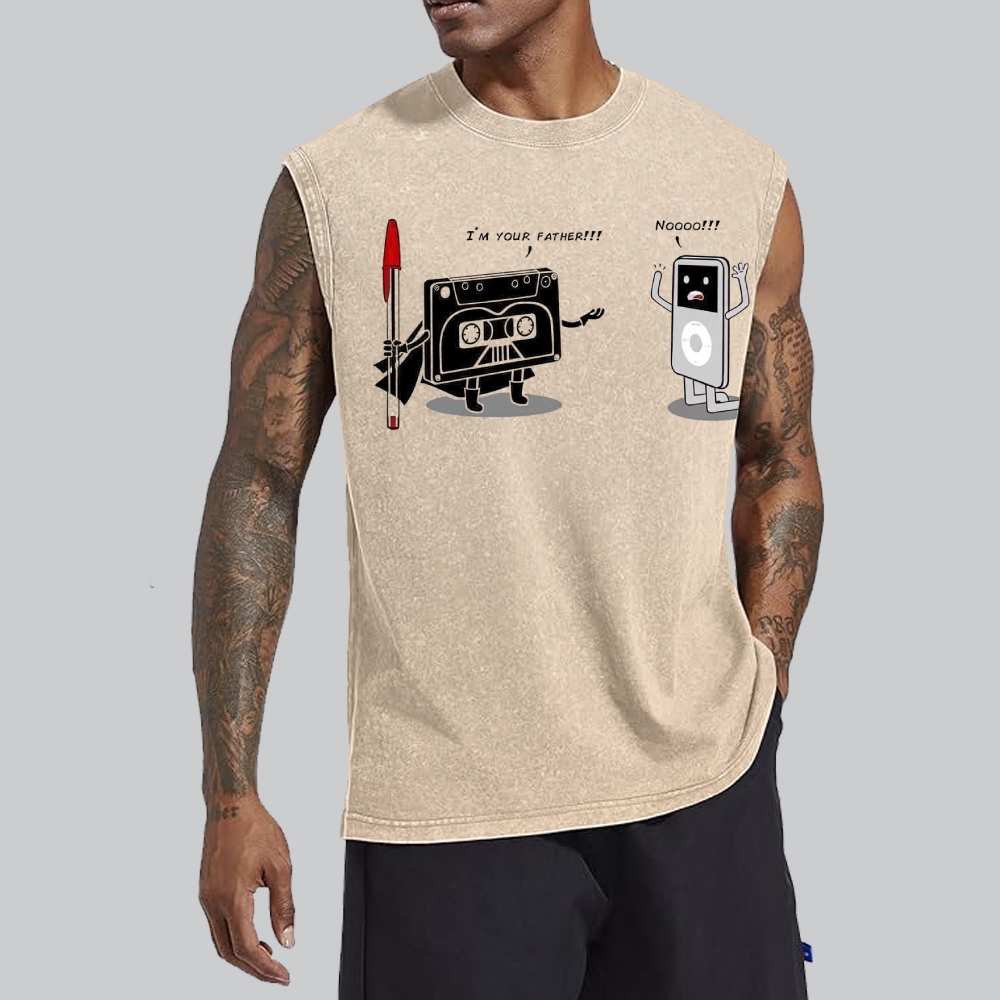 "I'm Your Father" Cassette vs iPod Parody Cotton T-shirt Washed Vest