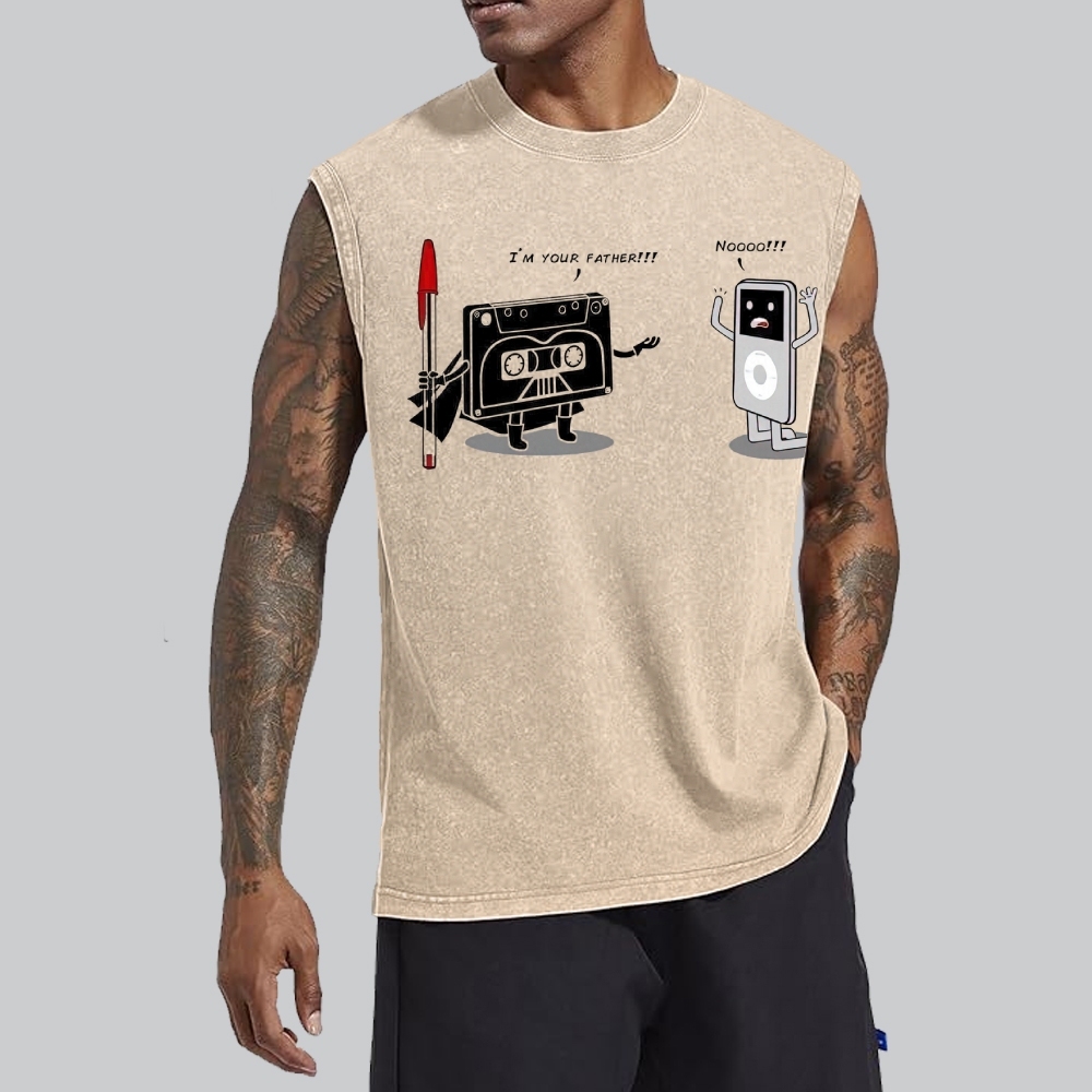 "I'm Your Father" Cassette vs iPod Parody Cotton T-shirt Washed Vest