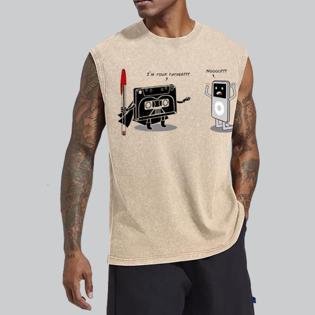 "I'm Your Father" Cassette vs iPod Parody Cotton T-shirt Washed Vest