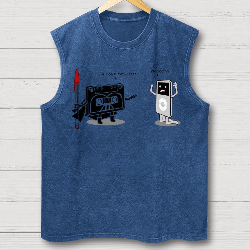 "I'm Your Father" Cassette vs iPod Parody Cotton T-shirt Washed Vest