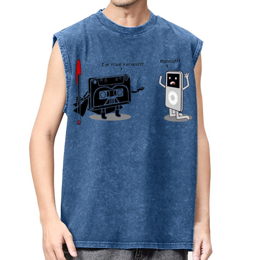 "I'm Your Father" Cassette vs iPod Parody Cotton T-shirt Washed Vest