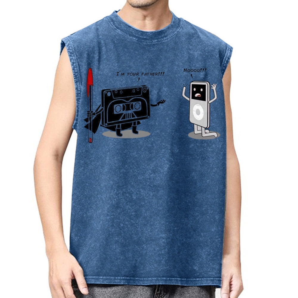 "I'm Your Father" Cassette vs iPod Parody Cotton T-shirt Washed Vest
