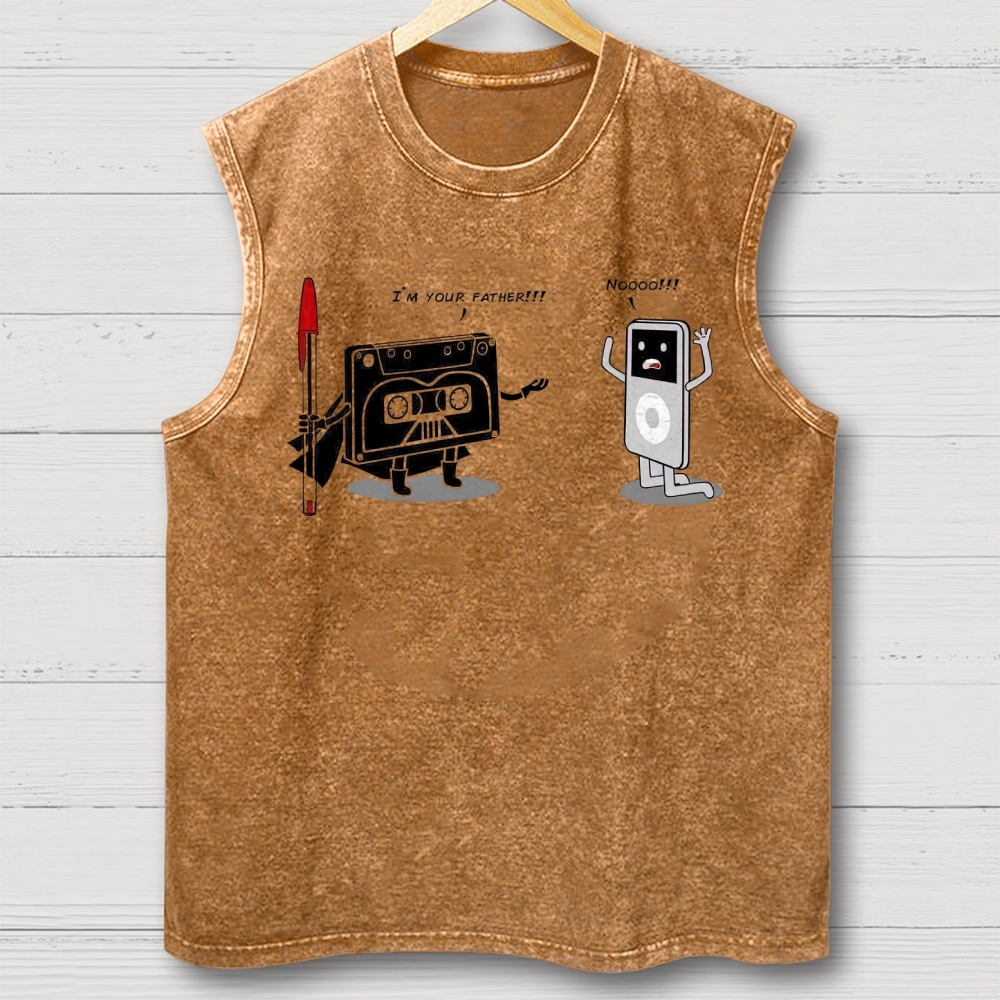 "I'm Your Father" Cassette vs iPod Parody Cotton T-shirt Washed Vest