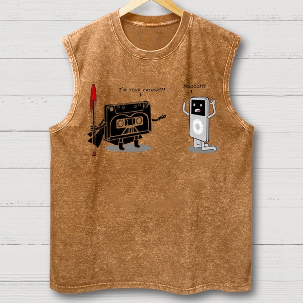 "I'm Your Father" Cassette vs iPod Parody Cotton T-shirt Washed Vest