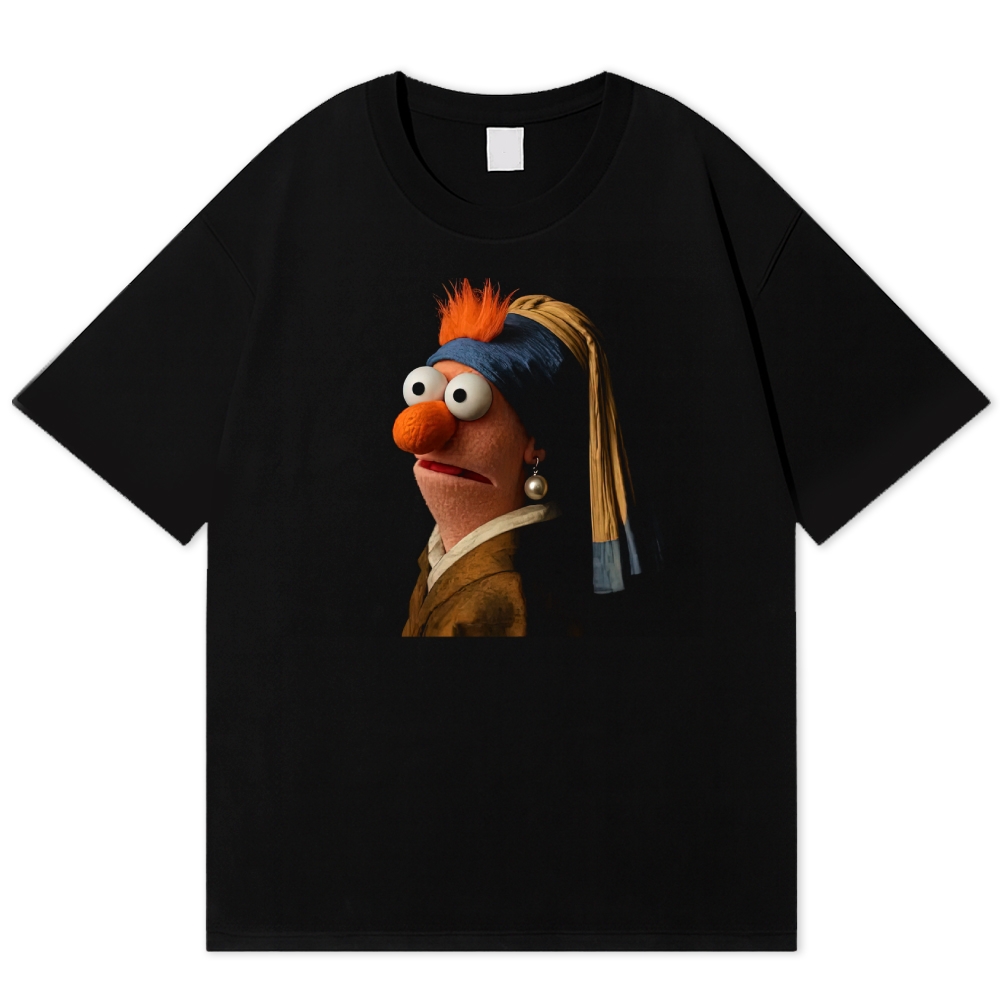 "Ernie with a Pearl Earring" Art Parody Cotton T-shirt