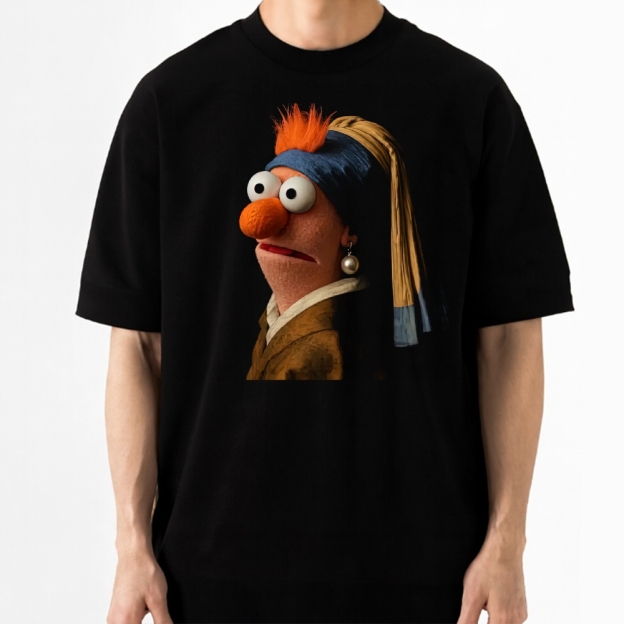 "Ernie with a Pearl Earring" Art Parody Cotton T-shirt