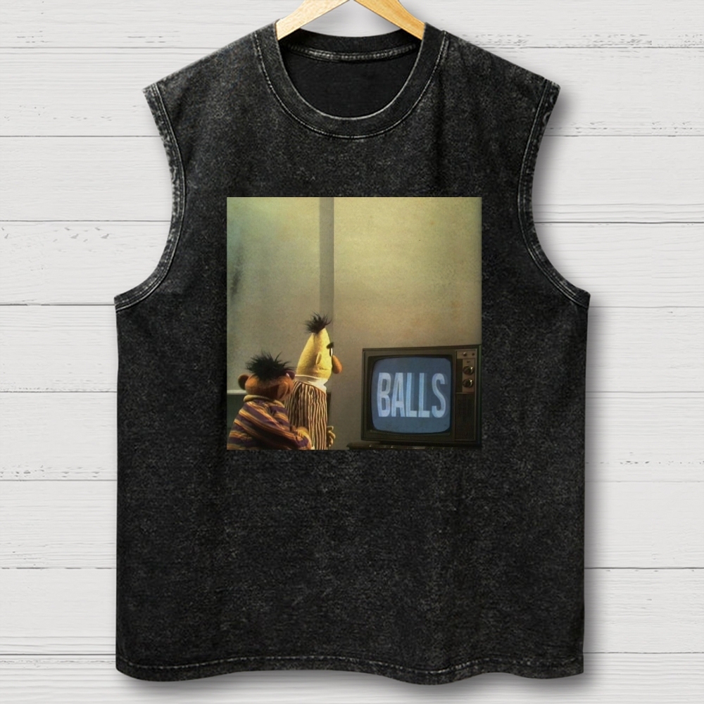"Balls" Bert & Ernie Meme Cotton T-shirt Washed Vest