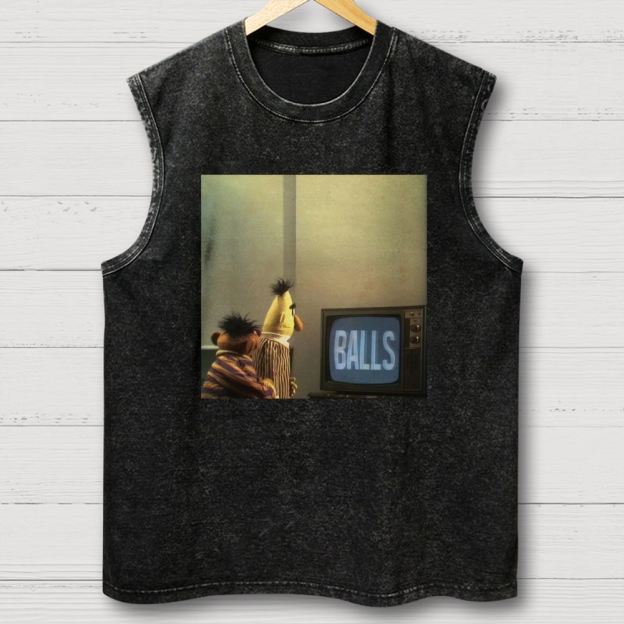 "Balls" Bert & Ernie Meme Cotton T-shirt Washed Vest