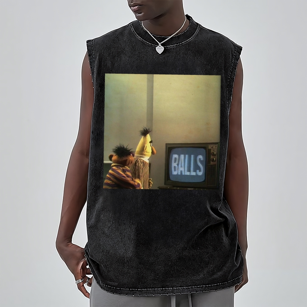 "Balls" Bert & Ernie Meme Cotton T-shirt Washed Vest