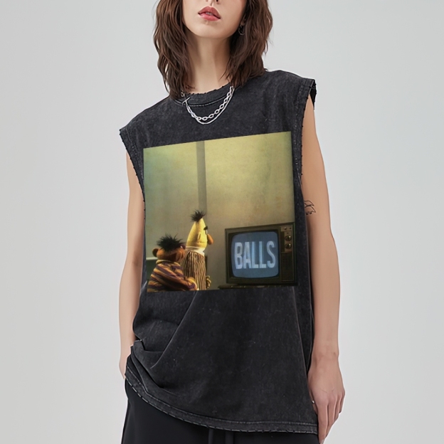 "Balls" Bert & Ernie Meme Cotton T-shirt Washed Vest