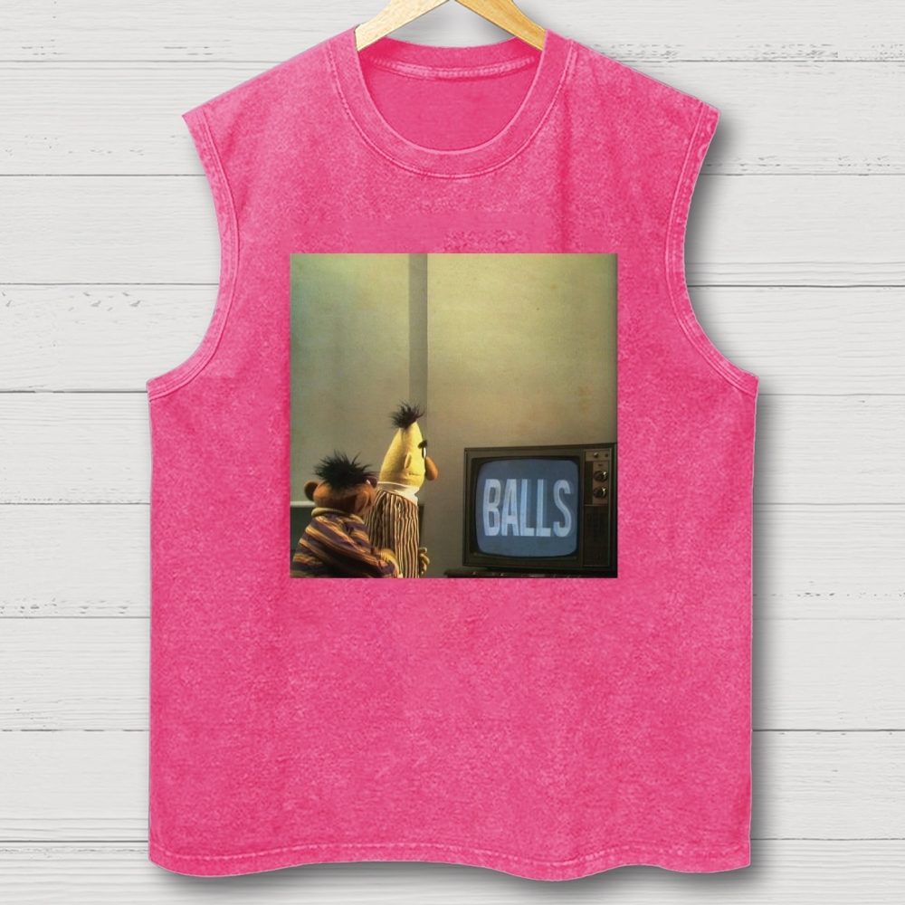 "Balls" Bert & Ernie Meme Cotton T-shirt Washed Vest