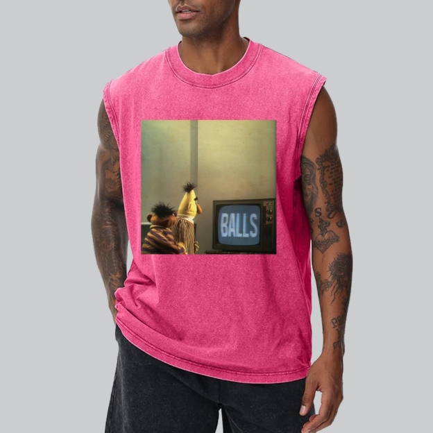 "Balls" Bert & Ernie Meme Cotton T-shirt Washed Vest