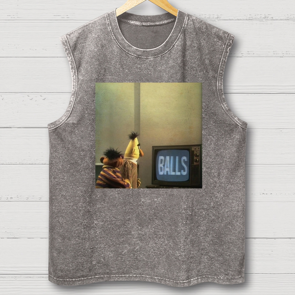 "Balls" Bert & Ernie Meme Cotton T-shirt Washed Vest