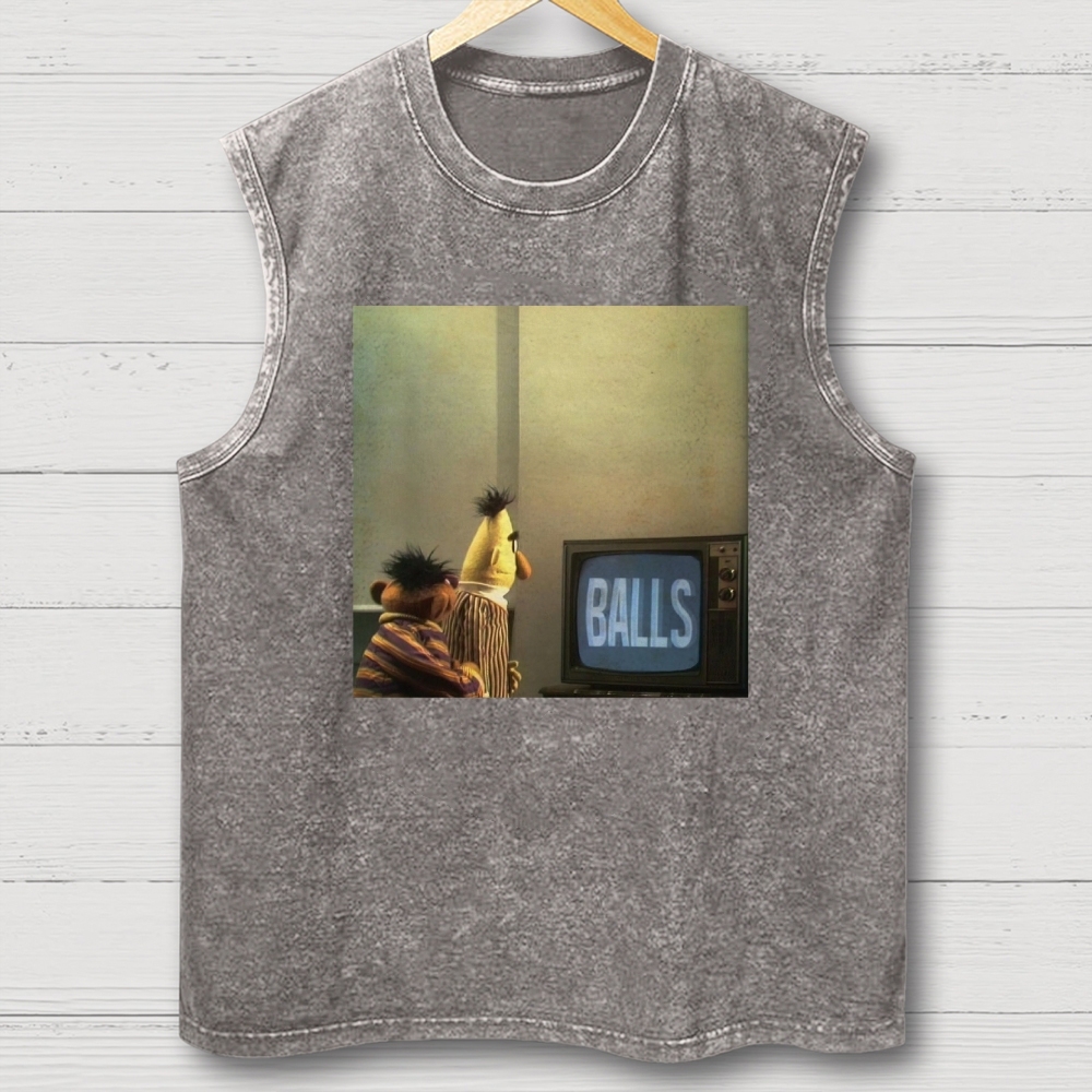 "Balls" Bert & Ernie Meme Cotton T-shirt Washed Vest