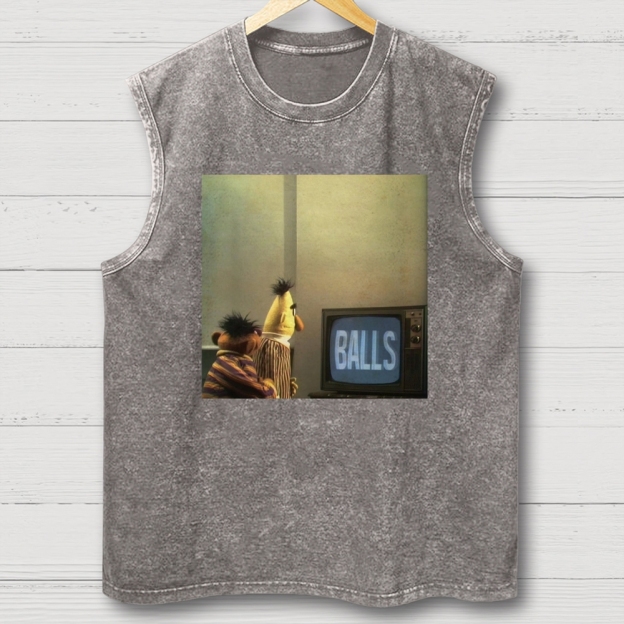"Balls" Bert & Ernie Meme Cotton T-shirt Washed Vest