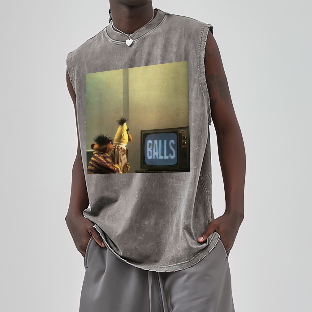 "Balls" Bert & Ernie Meme Cotton T-shirt Washed Vest