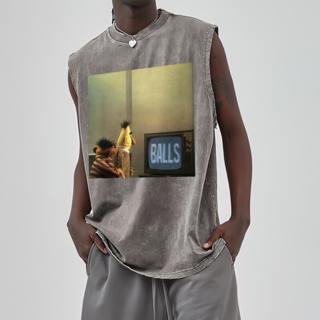 "Balls" Bert & Ernie Meme Cotton T-shirt Washed Vest
