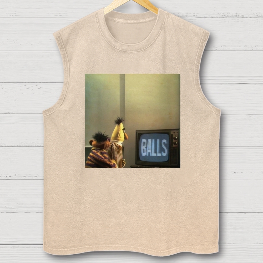 "Balls" Bert & Ernie Meme Cotton T-shirt Washed Vest