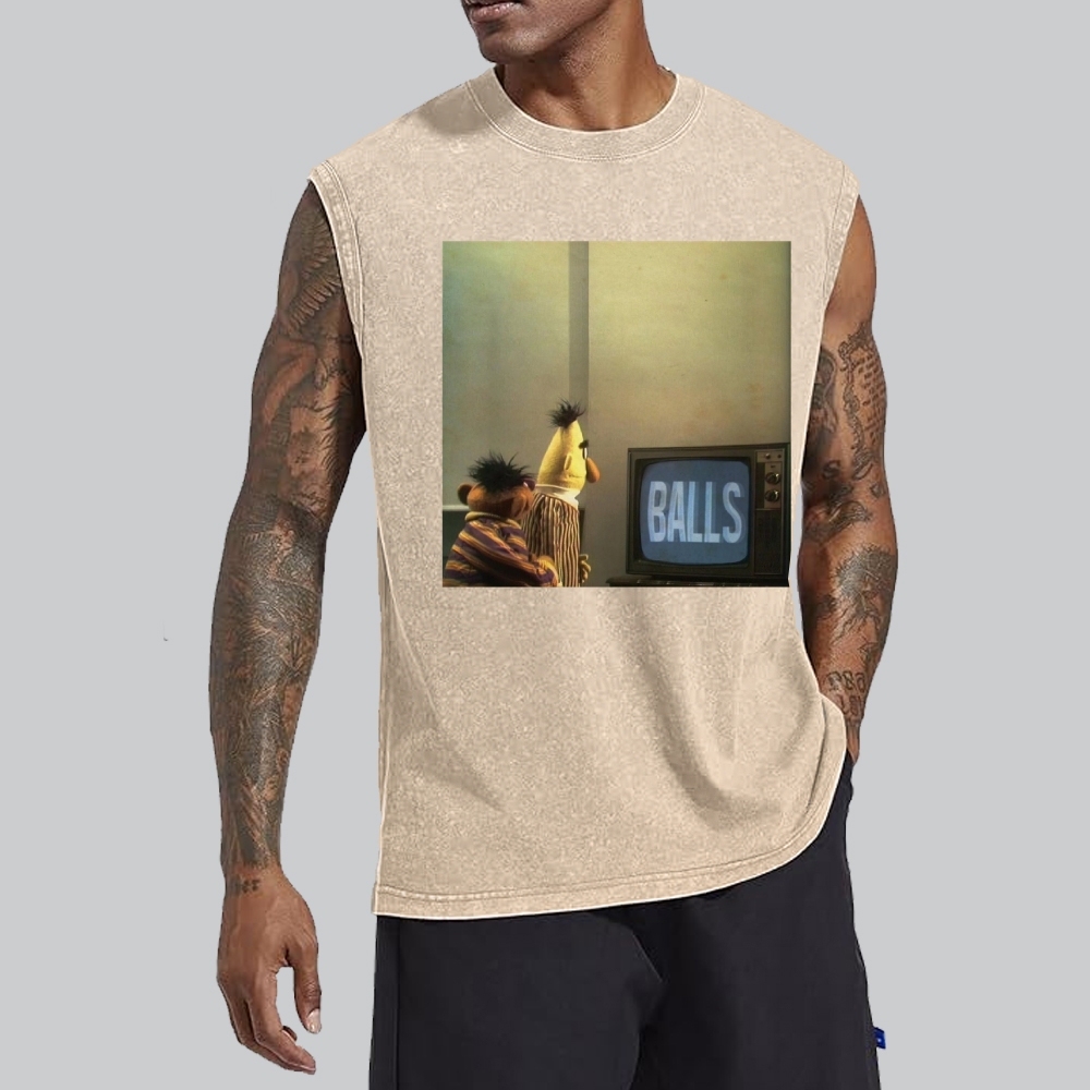 "Balls" Bert & Ernie Meme Cotton T-shirt Washed Vest
