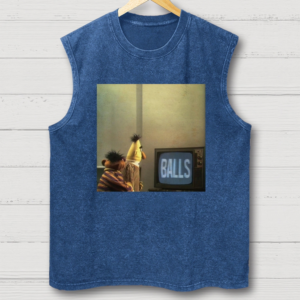 "Balls" Bert & Ernie Meme Cotton T-shirt Washed Vest