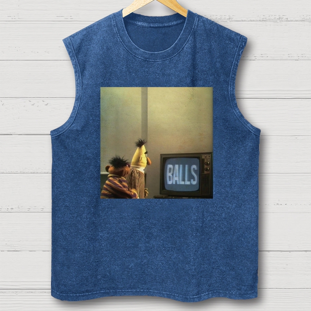"Balls" Bert & Ernie Meme Cotton T-shirt Washed Vest